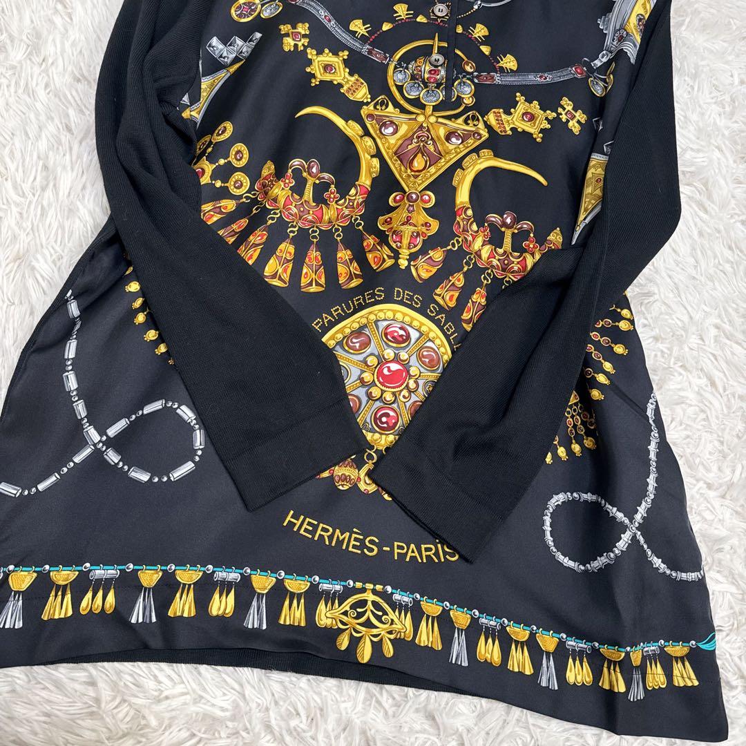 レア！ 極美品✨ HERMES ポロシャツ シルク カシミヤ混 ニット 切り替え