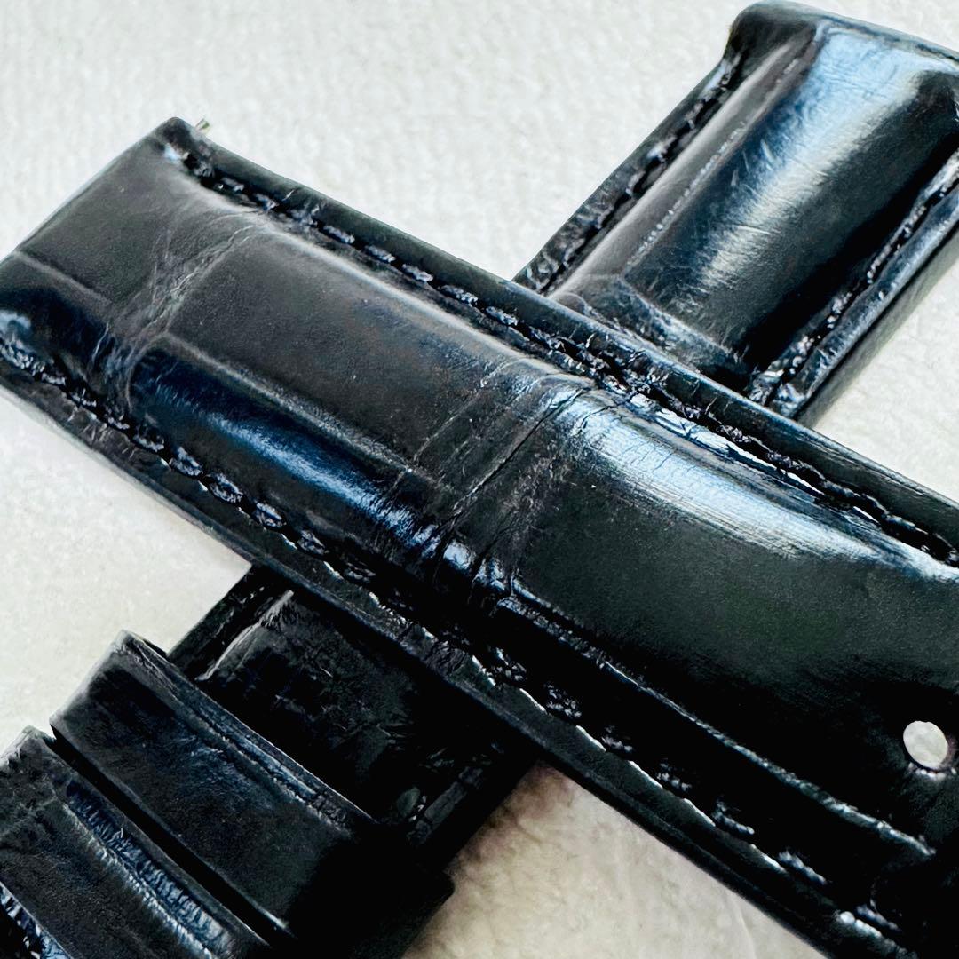 2804#19mm-18mmブラック★本物クロコダイルレザーベルト★スイス製