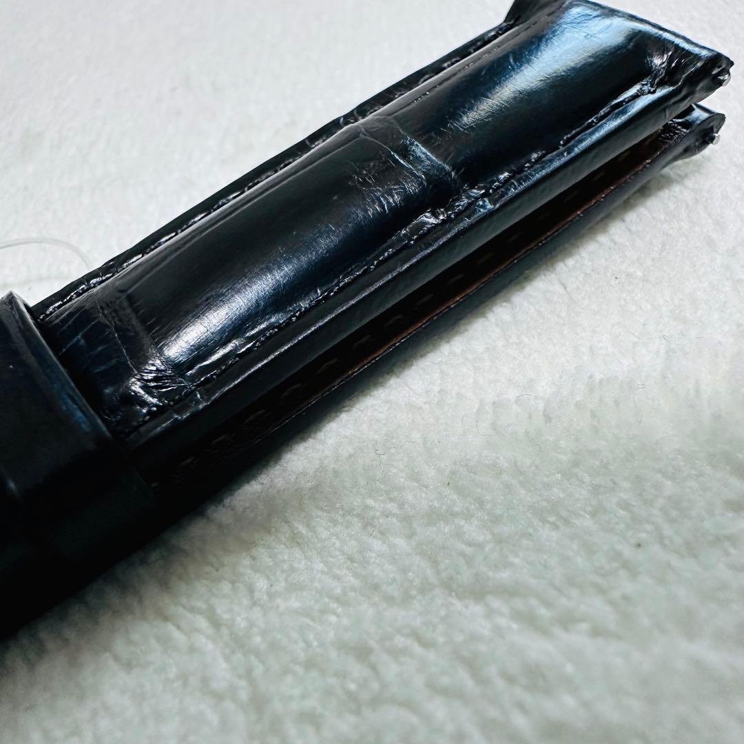 2804#19mm-18mmブラック★本物クロコダイルレザーベルト★スイス製