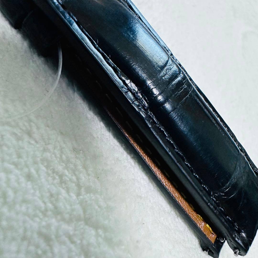 2804#19mm-18mmブラック★本物クロコダイルレザーベルト★スイス製