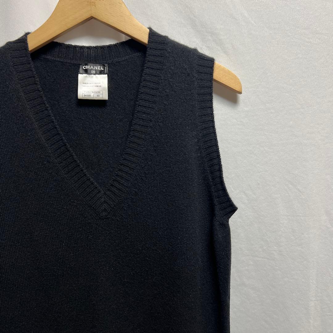CHANEL シャネル　カシミヤ　ワンピース　ターンロック　ゴールド金具　40