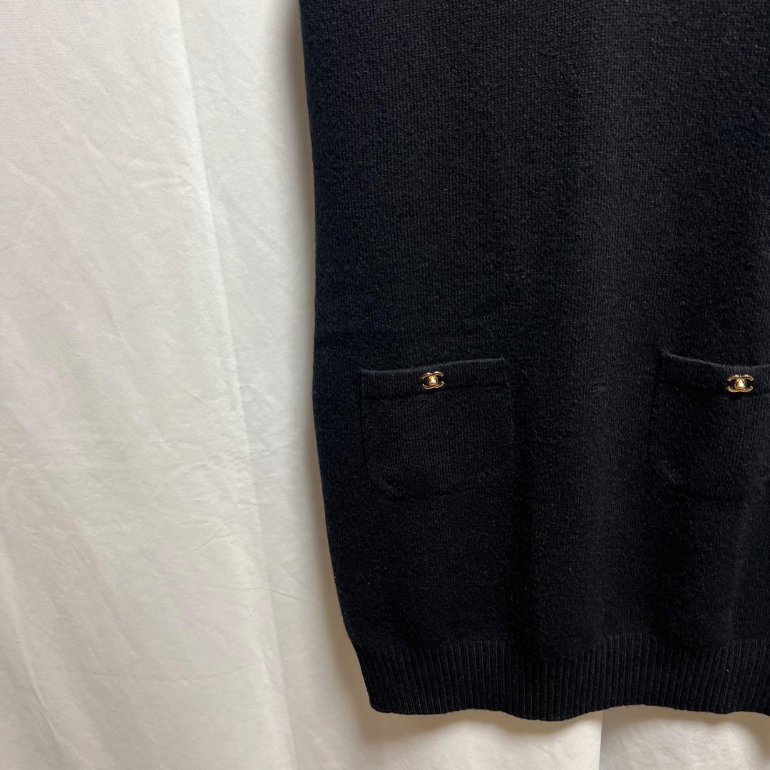 CHANEL シャネル　カシミヤ　ワンピース　ターンロック　ゴールド金具　40