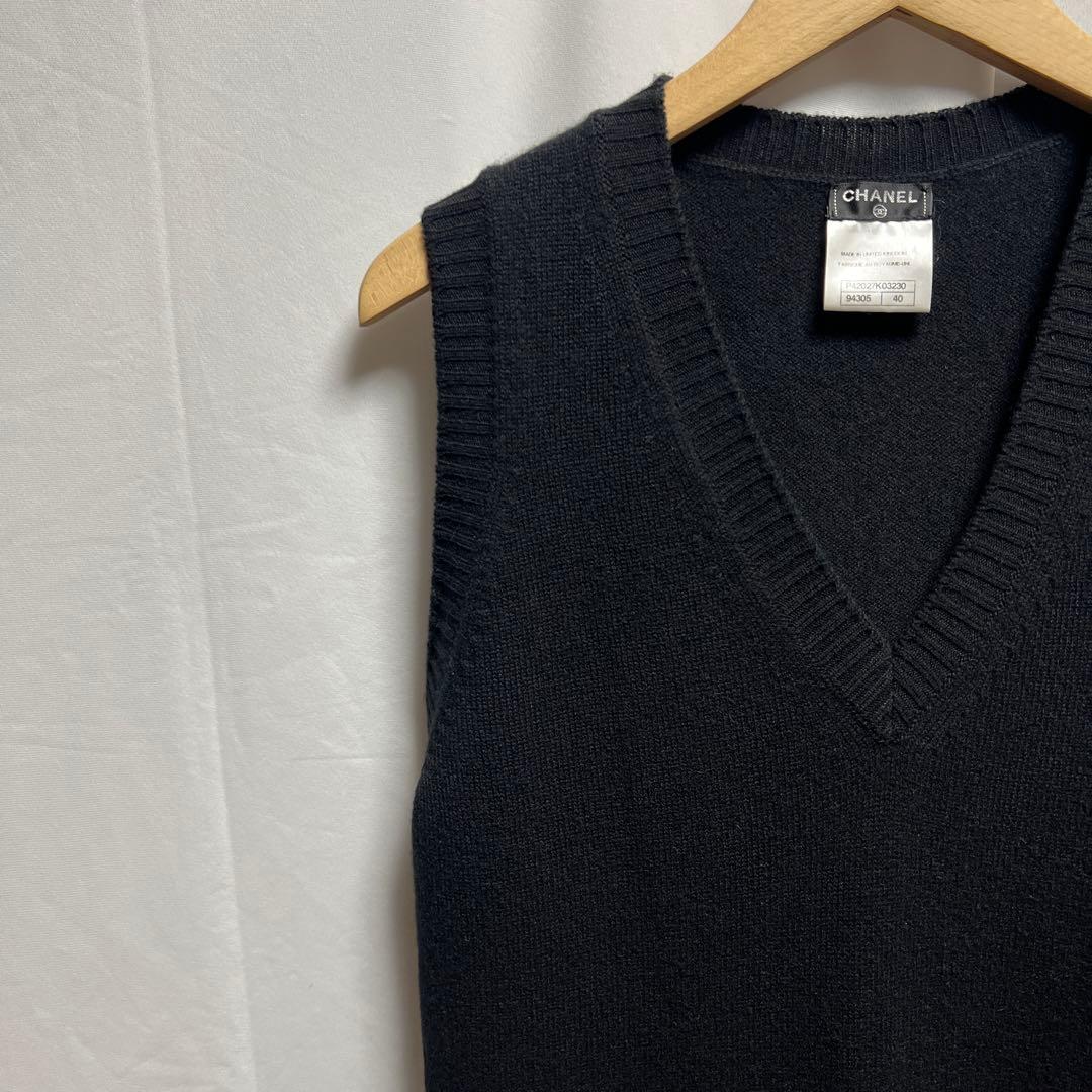 CHANEL シャネル　カシミヤ　ワンピース　ターンロック　ゴールド金具　40