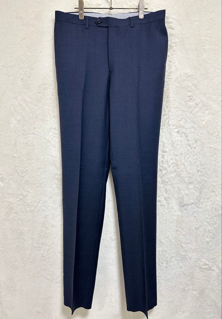 【新品】ロロピアーナ生地 メンズ スーツ AB6 LL ブルーグレー チェック柄