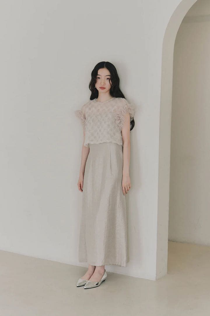 kaene ボリューム　ブラウス　セット　ドレス　ベージュ