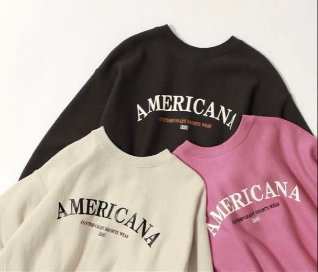 Americana アメリカーナ 別注カレッジ風口ゴ前後2WAYスウェット
