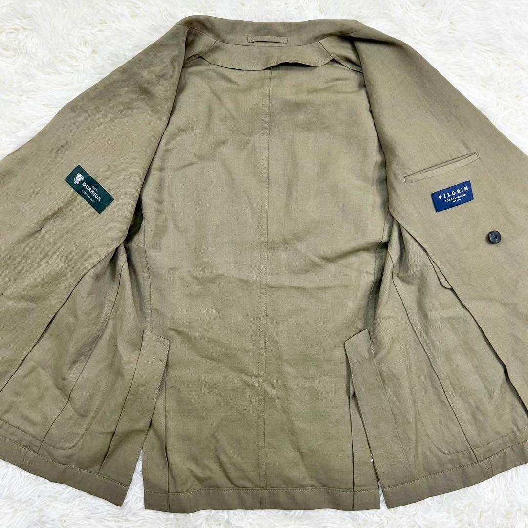 美品　トゥモローランド　ピルグリム　ダブルジャケット　リネンウール　カーキ　48