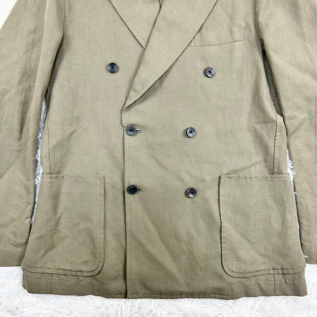 美品　トゥモローランド　ピルグリム　ダブルジャケット　リネンウール　カーキ　48