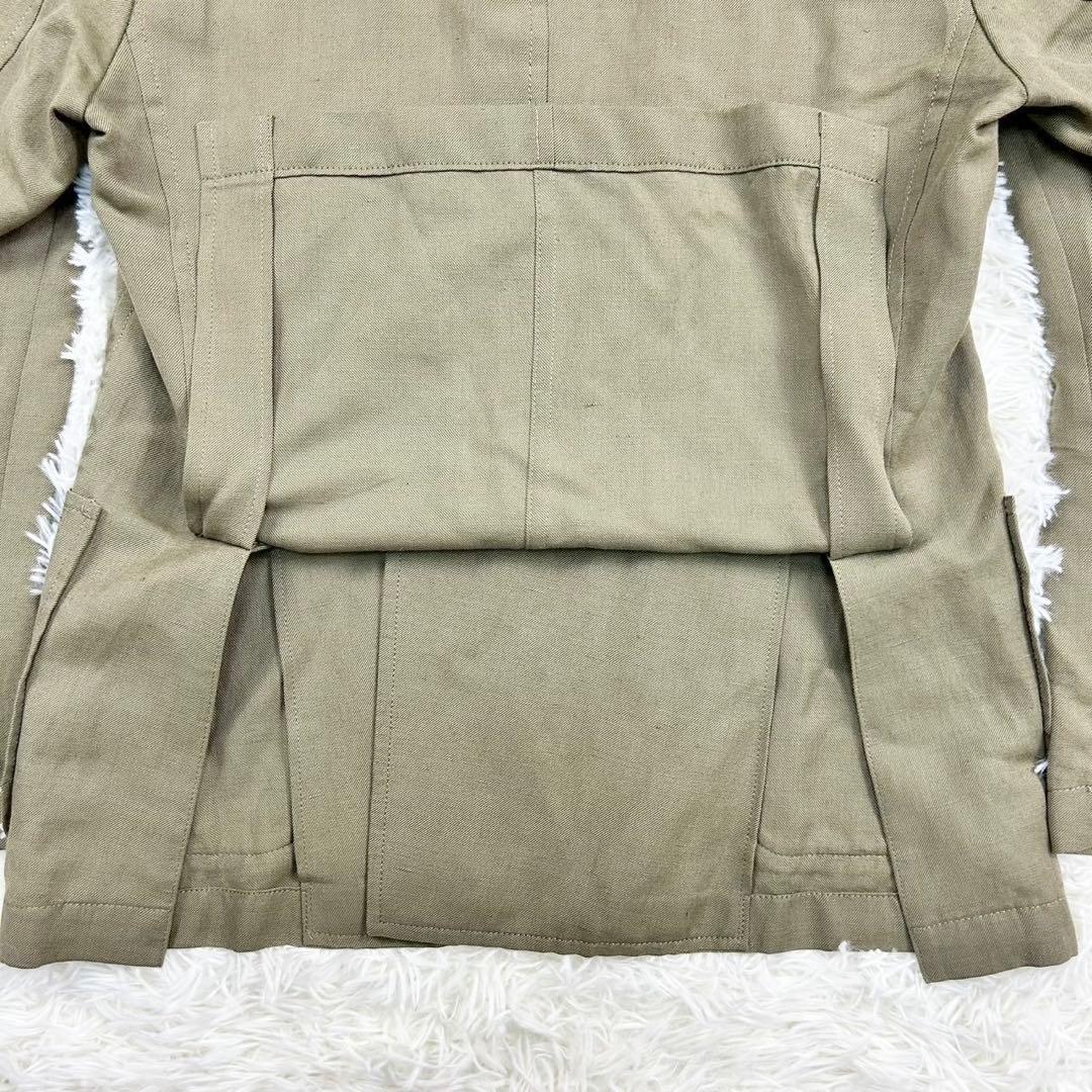 美品　トゥモローランド　ピルグリム　ダブルジャケット　リネンウール　カーキ　48
