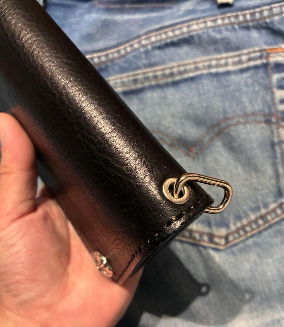 トラッカーウォレット　ミドルサイズ　国産姫路シボ革　シルバー925クロスボール