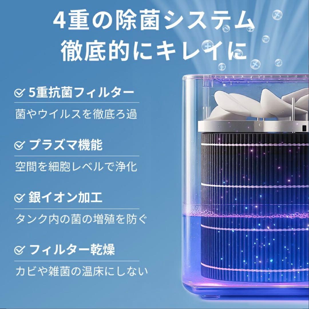 AI自動調湿 5L 気化式 加湿器 プラズマ 4重除菌 大容量 加湿器