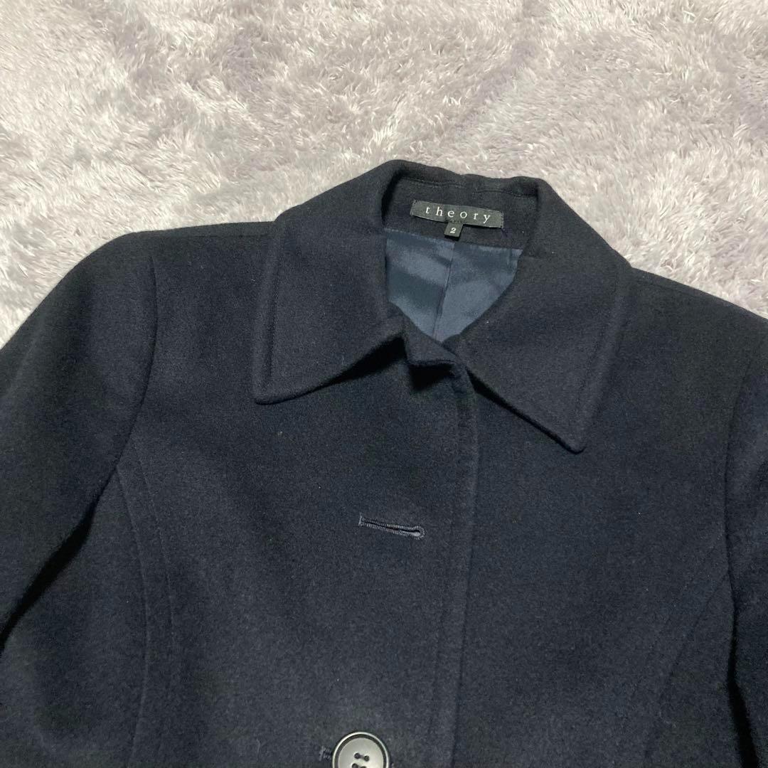 美品　高級　セオリー　theory カシミヤ100%コート　ダークネイビー