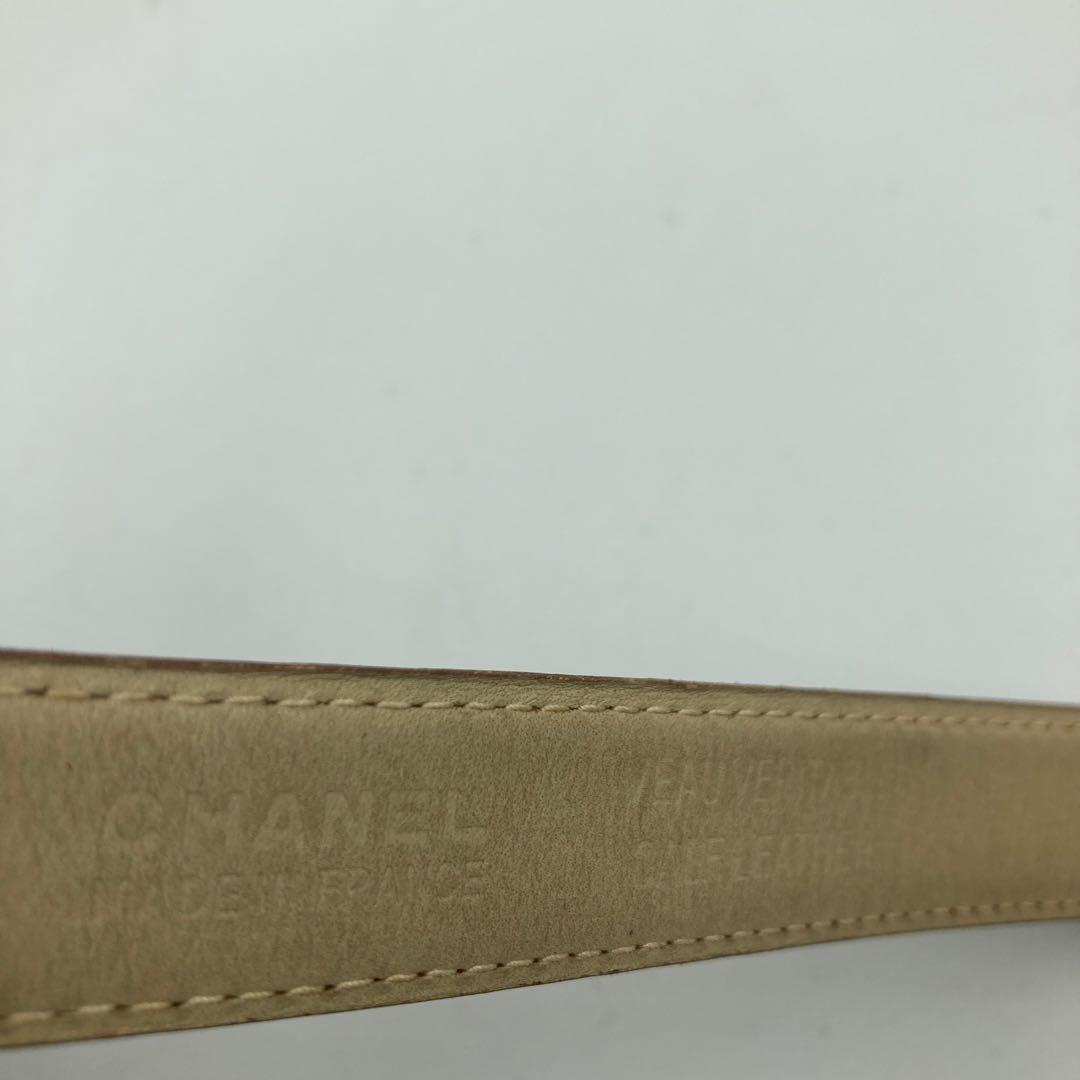 【5766】CHANEL シャネル ベルト ココマーク ベージュ