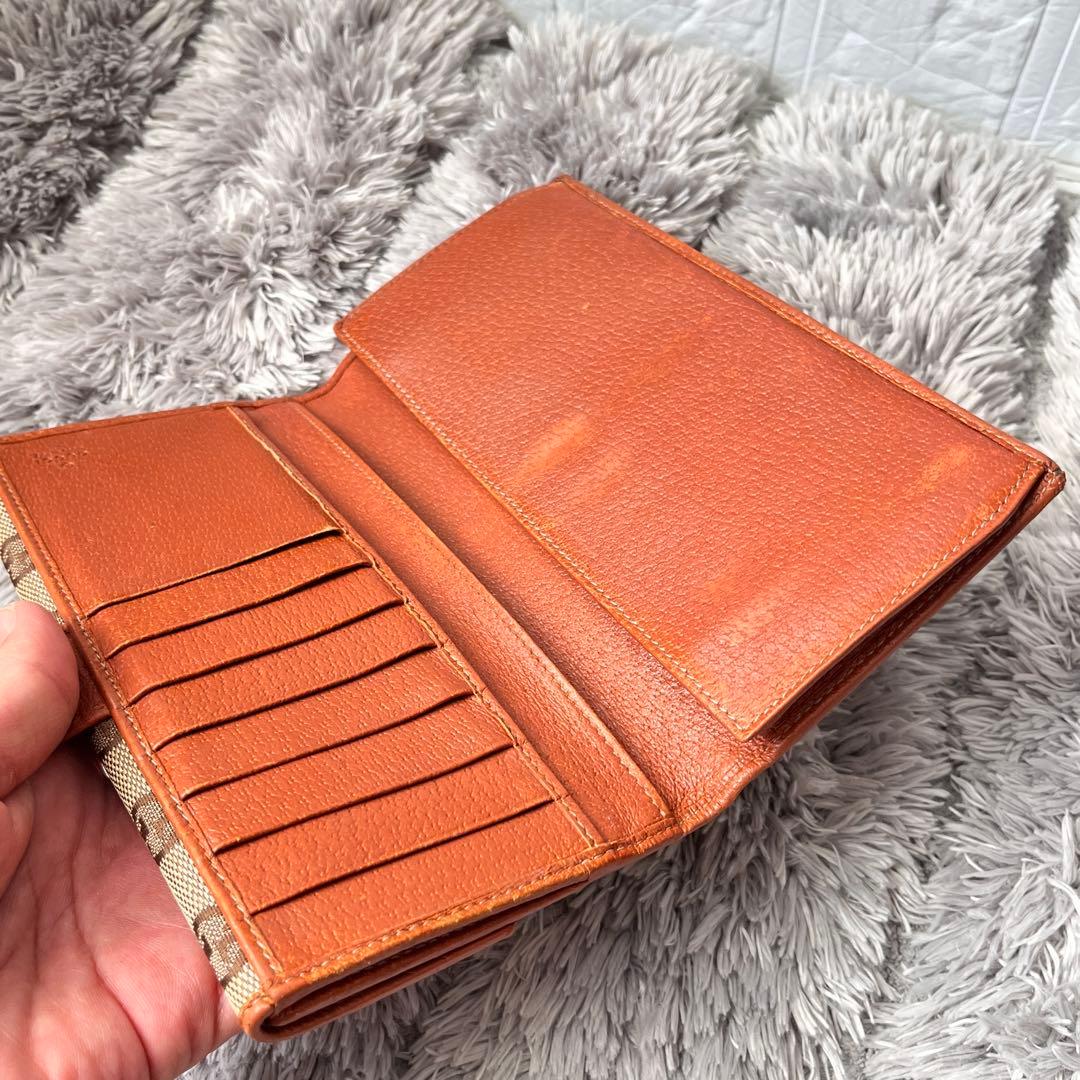 GUCCI✨長財布　GGキャンバス Wホック オレンジブラウン　レディース