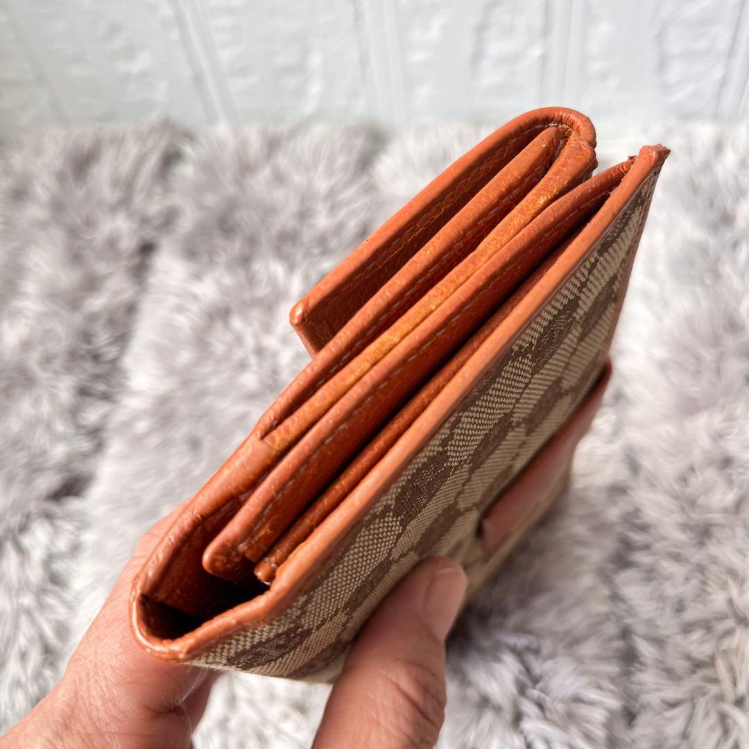 GUCCI✨長財布　GGキャンバス Wホック オレンジブラウン　レディース