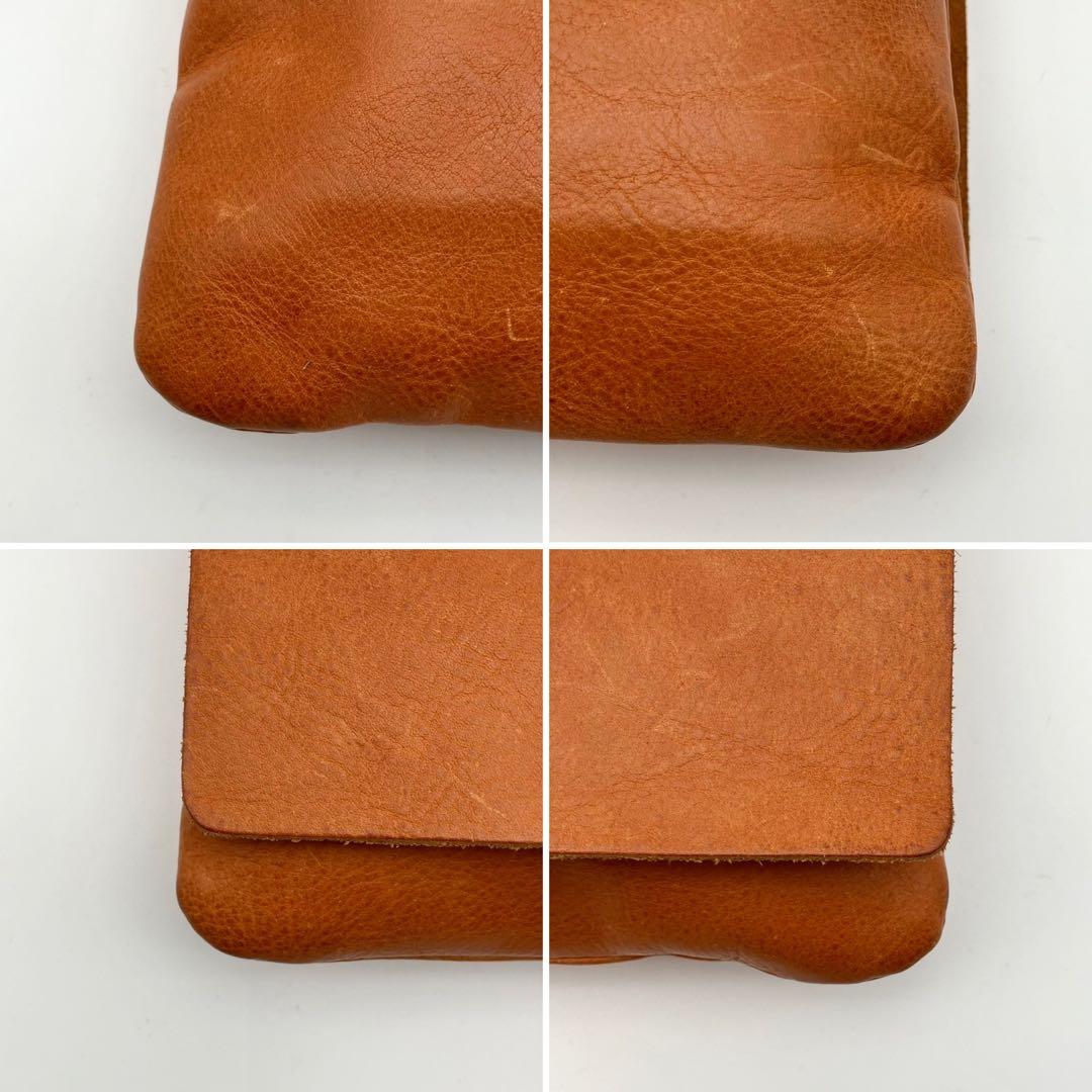 美品　イルビゾンテ　ショルダーバッグ　レザー　シボ革　ロゴ刻印　ブラウン