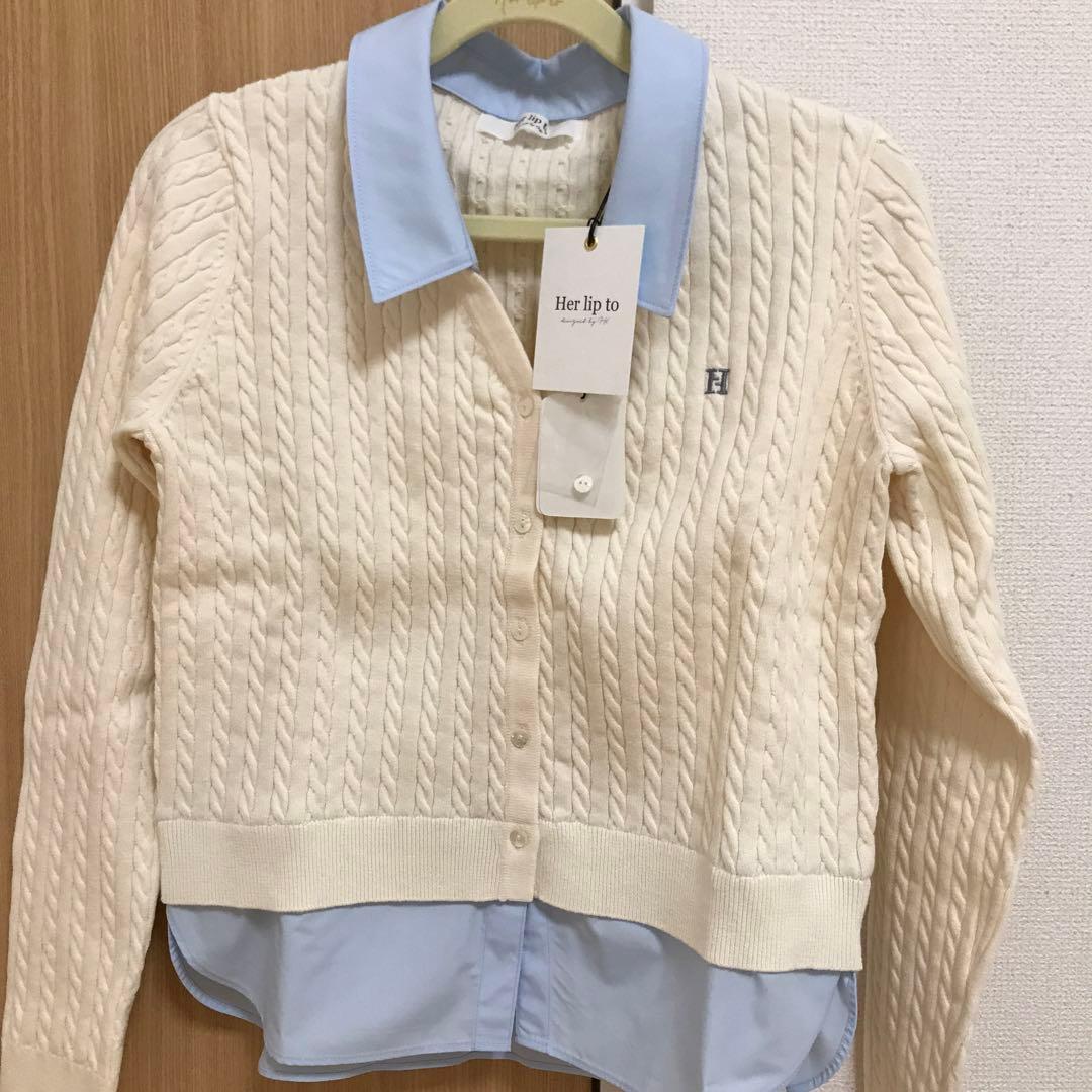 トップス herlipto layered cable Knit cardigan