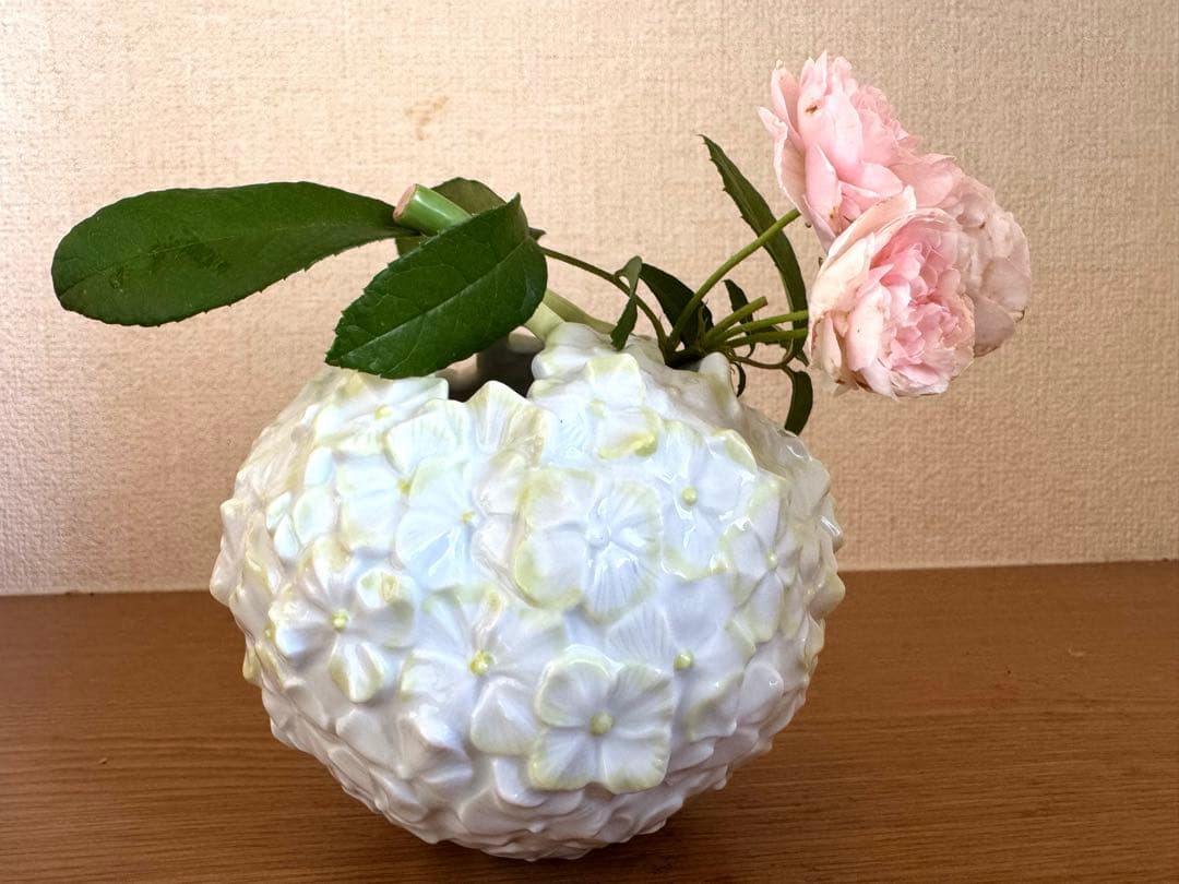 ★ロイヤルコペンハーゲン 花瓶 フラワーベース アジサイ ホワイト×グリーン