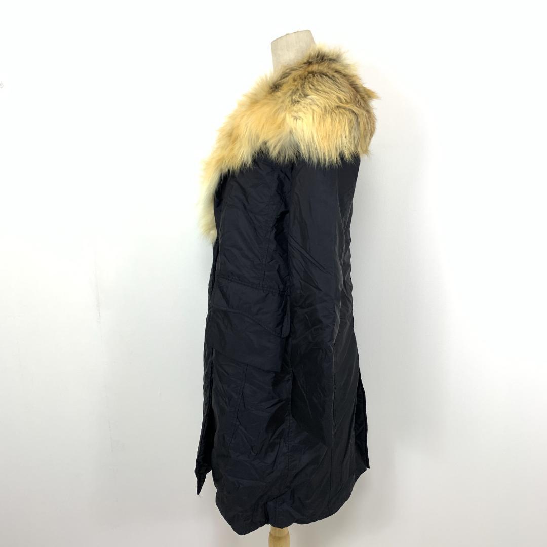 LA8951 エルマンノシェルビーノ ロングコート 黒 ナイロン 46