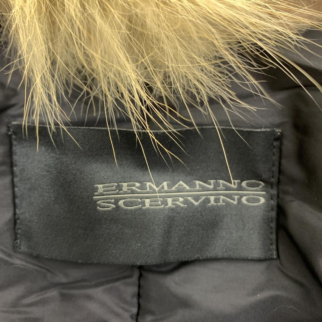 LA8951 エルマンノシェルビーノ ロングコート 黒 ナイロン 46