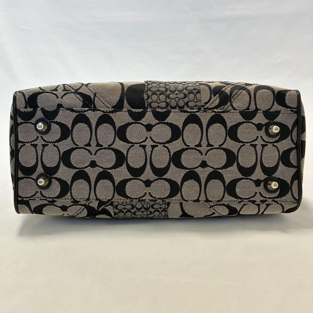 【美品】コーチ F12317 シグネチャー ハンドバッグ レザー キャンバス