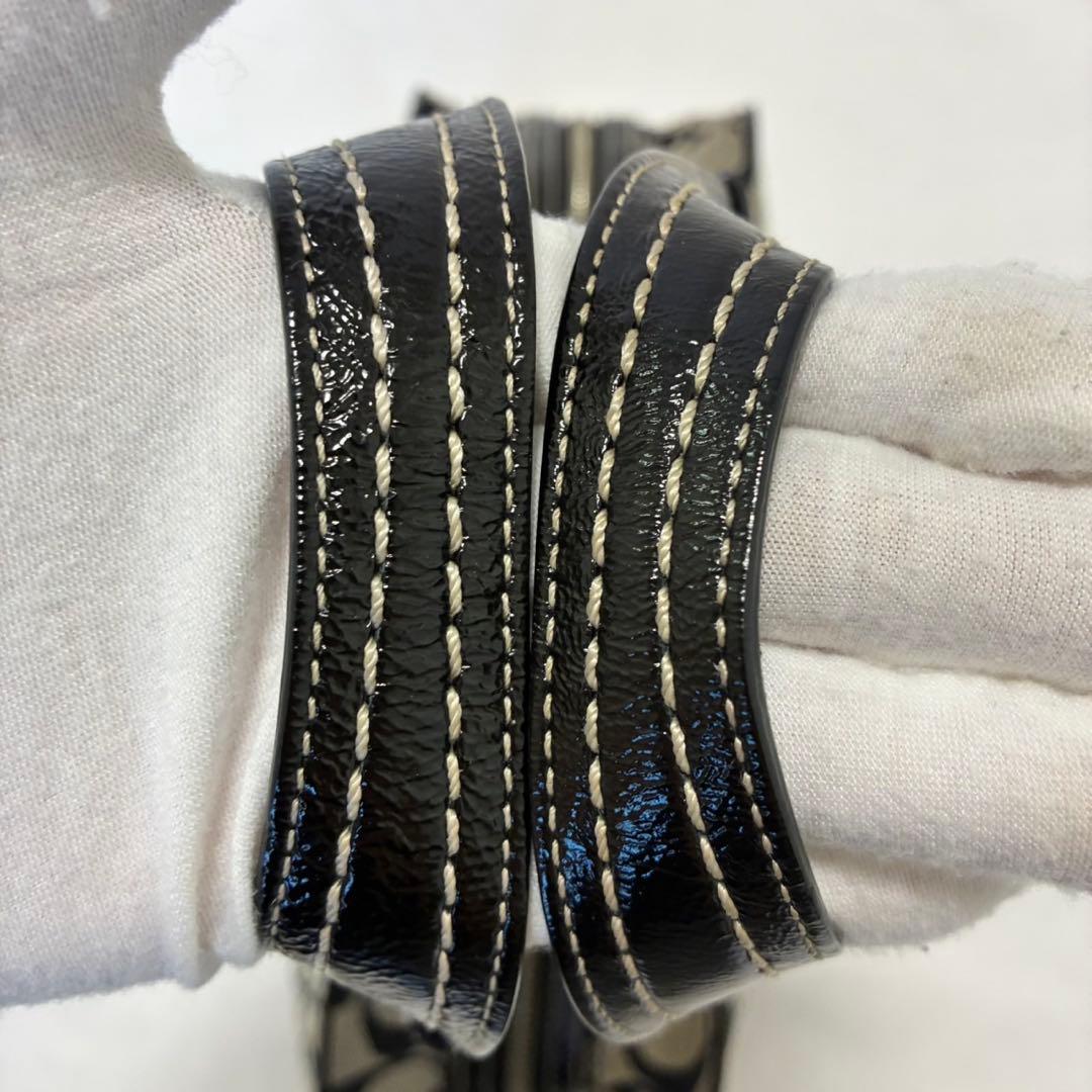 【美品】コーチ F12317 シグネチャー ハンドバッグ レザー キャンバス