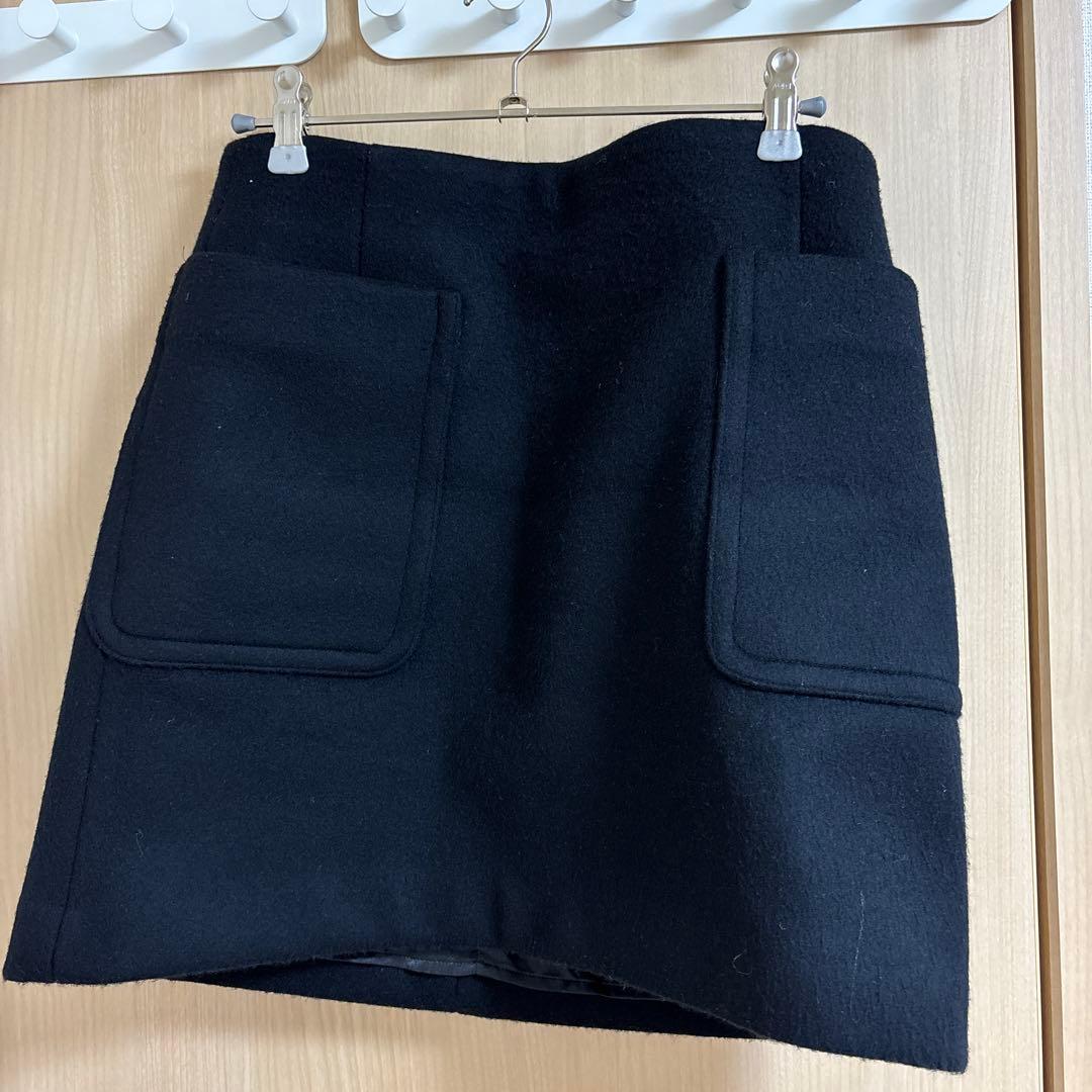 yori ポケットウールミニスカート　38サイズ　ブラック