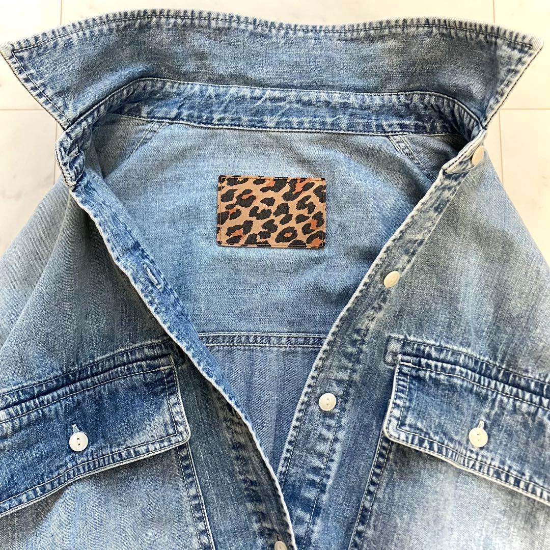 美品 ウィムガゼット ケミカルデニムビッグシャツ ライトブルー