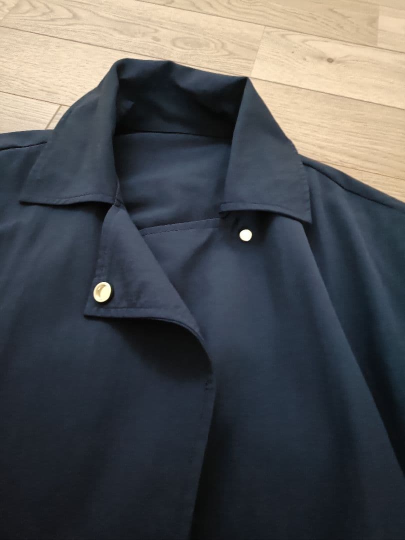 週末値下げ　完売　Aラインナイロンコート harukaさんコラボ　ネイビー　38