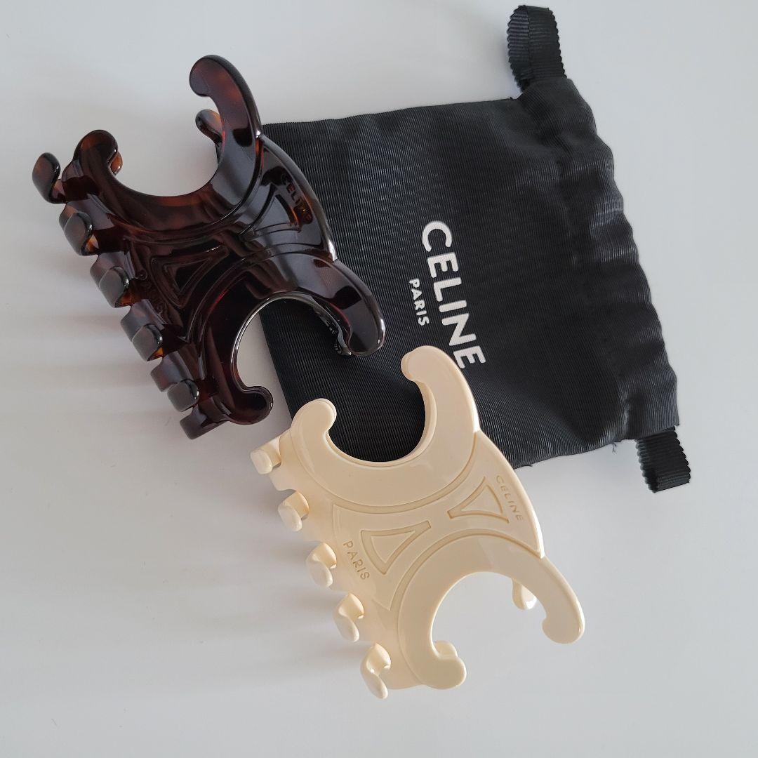 【新品未使用】CELINE/セリーヌ トリオンフ ヘアクリップ ダークハバナ