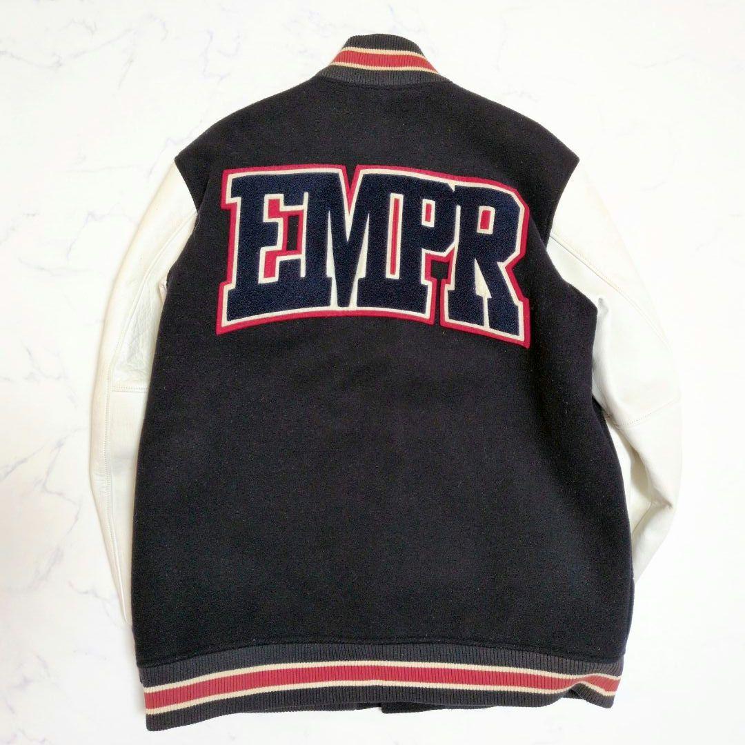 エンパイア スタジャン 切替 カウレザー キルティング ワッペン ネイビー XL