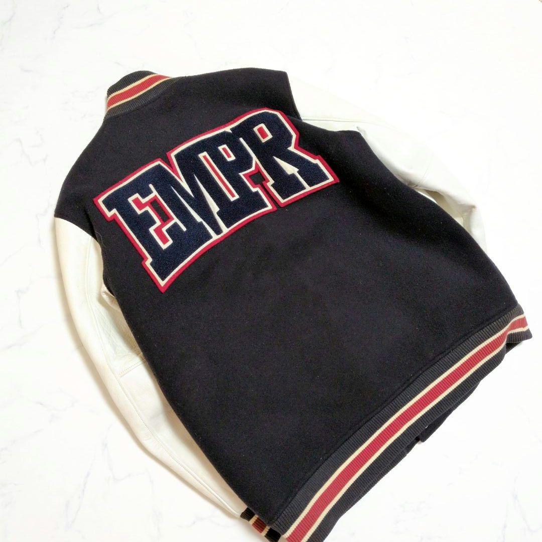 エンパイア スタジャン 切替 カウレザー キルティング ワッペン ネイビー XL