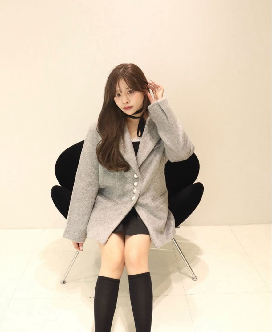 【 ♡̷ 】pellsiana シャギージャケット グレー