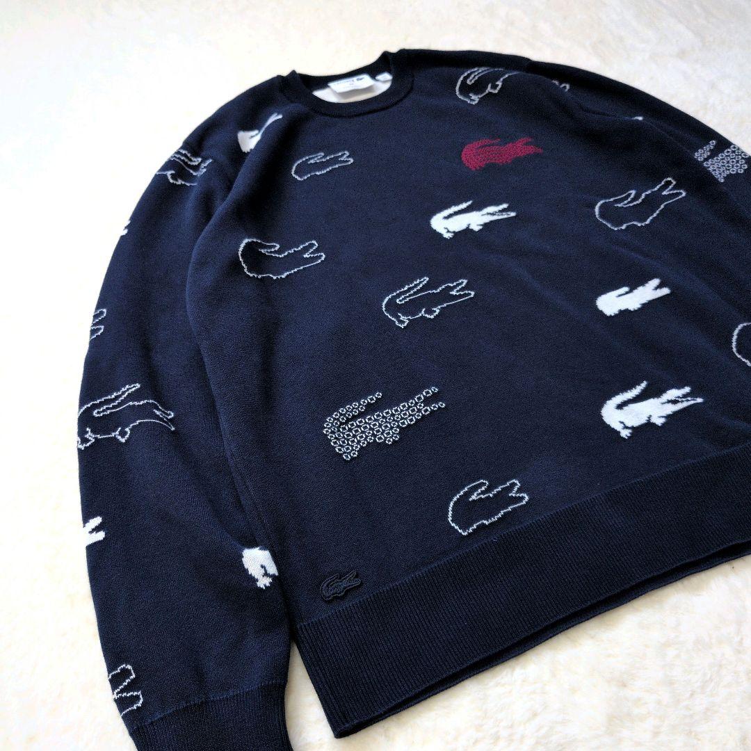 【美品】フランス製 LACOSTE ラコステ ジャガードニットセーター L