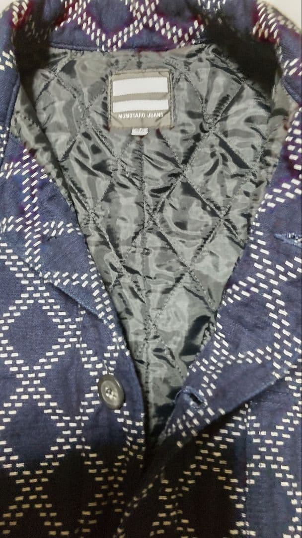 桃太郎ジーンズ 刺子ジャガードフレンチワークジャケット中綿デニムジャケット