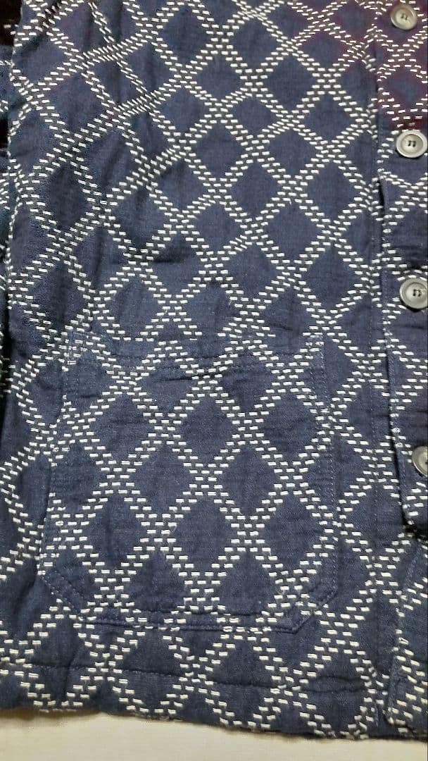 桃太郎ジーンズ 刺子ジャガードフレンチワークジャケット中綿デニムジャケット