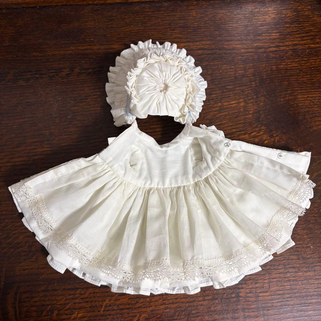 アンティークドール ビスクドール ドレス ボネ ブルー リボン レース