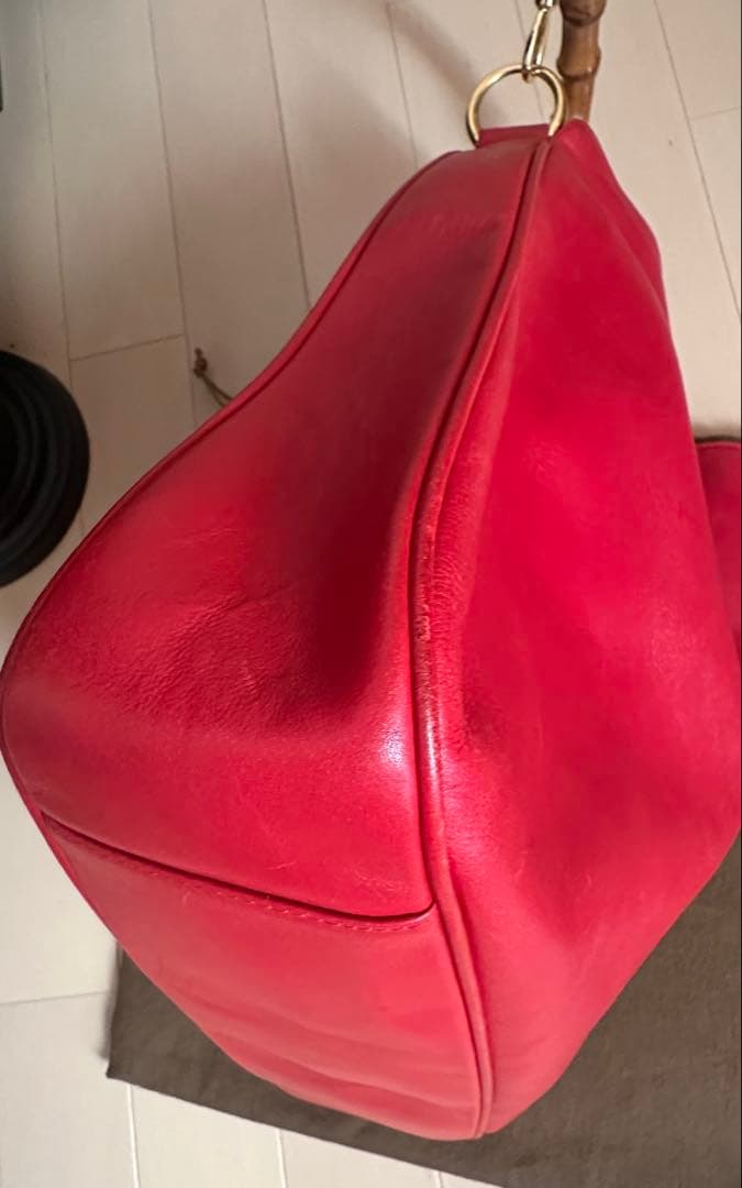 美品♪オールドグッチ　バンブートート大　赤