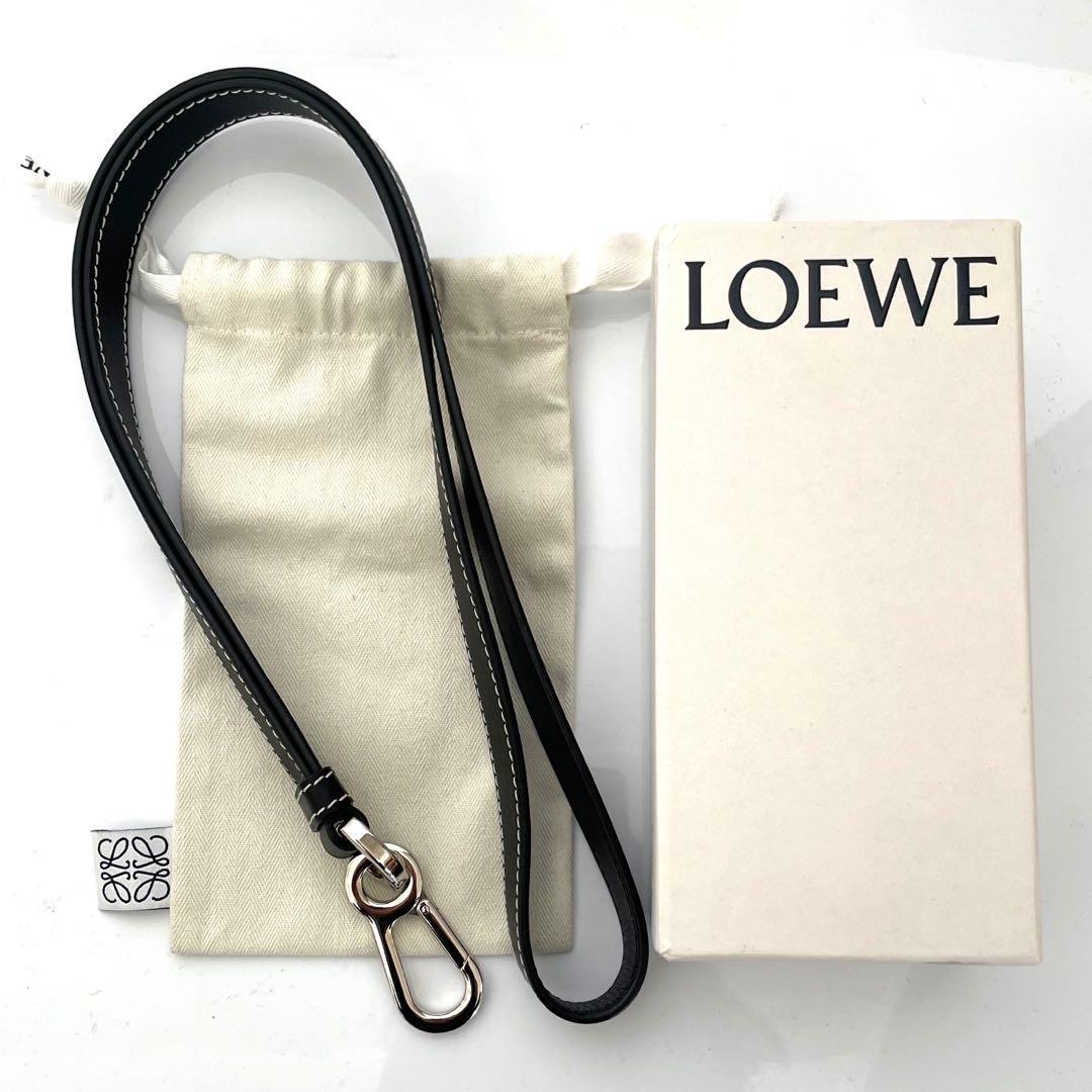 【美品】LOEWE ロエベ レザー ストラップ キーホルダー ブラック 本革