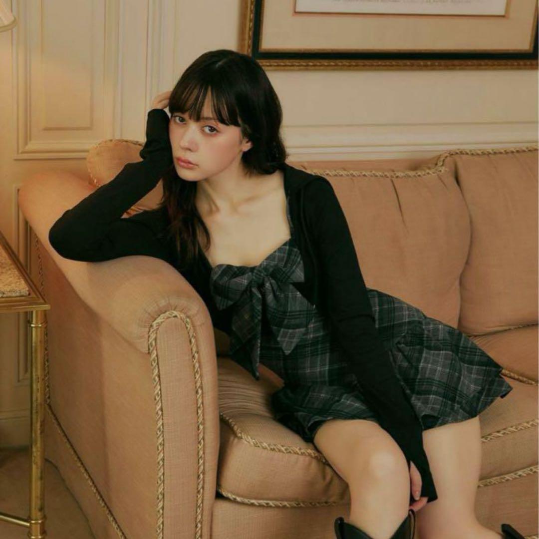 BUBBLES チェックパーカーワンピース ブラックS タグ付き新品