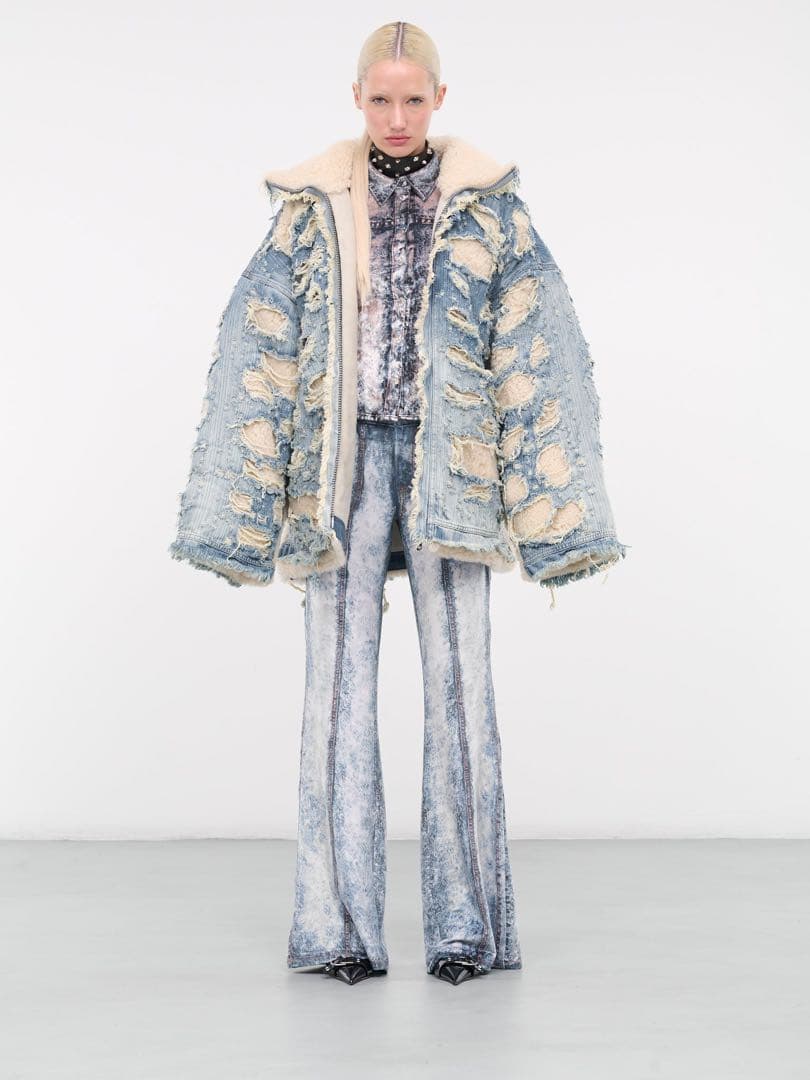 【正規品】美品 DIESEL P-NEY ベロア トロンプルイユ デニム フレア