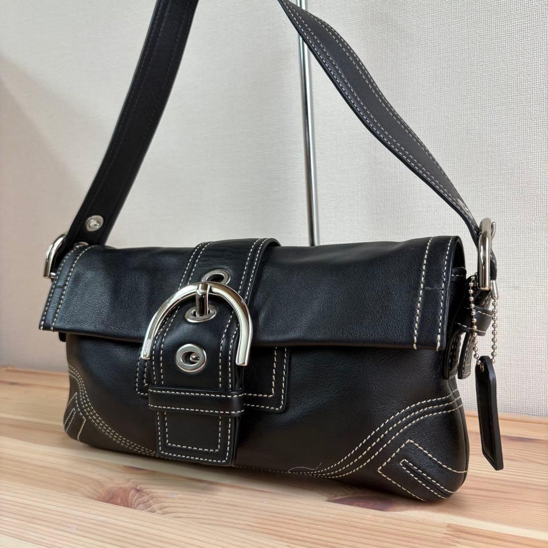 極美品　Coach Soho Leather Black Bag