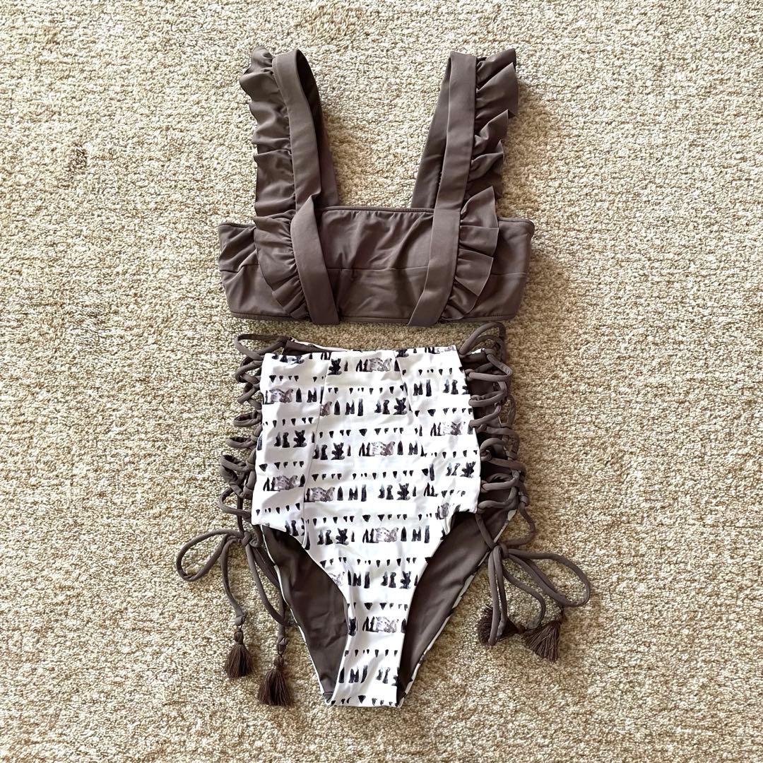 ALEXIA STAMアリシアスタン ブラウン フリル付き セパレート水着Ｍ