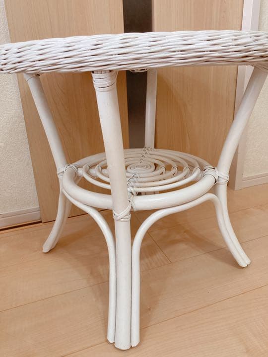 美品　籐　ホワイトラタン　希少　コーヒーテーブル　カフェインテリア　アンティーク