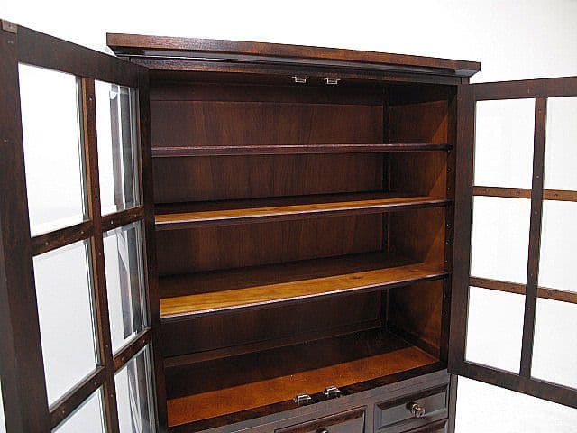 美品 北海道民芸家具 樺無垢材 食器棚 キャビネット 収納家具 カップボード