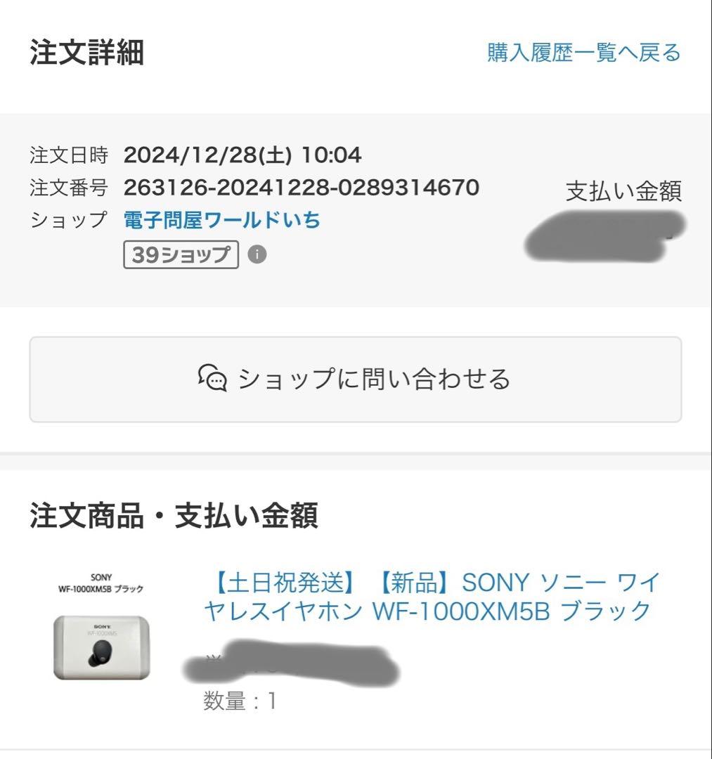 【美品】WF-1000XM5 ブラック