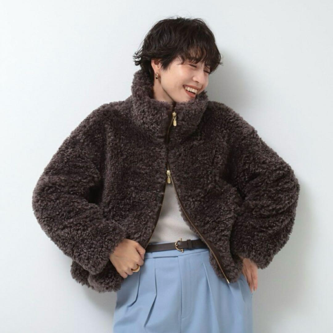 NOLLEY'S ノーリーズフェイクシープファーショートブルゾン/華やか/美品