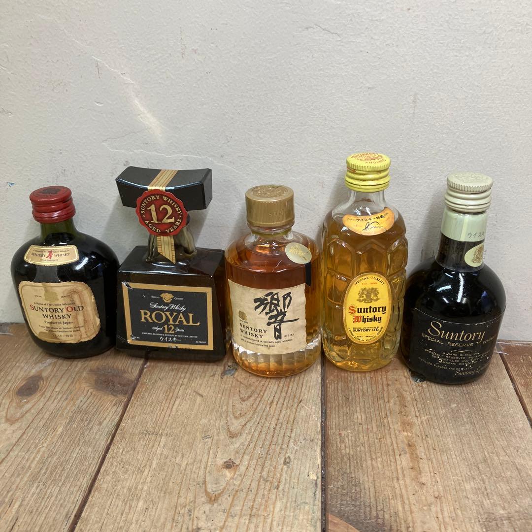 E-壁 ウィスキー サントリー ミニボトル 5本セット 希少 古酒 レア レトロ