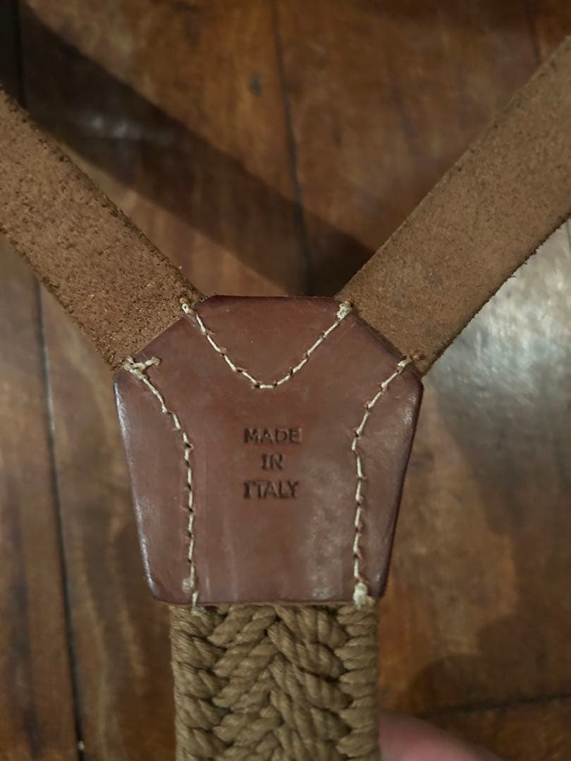 [未使用] DOUBLE RLレザーサスペンダー RRL イタリア製