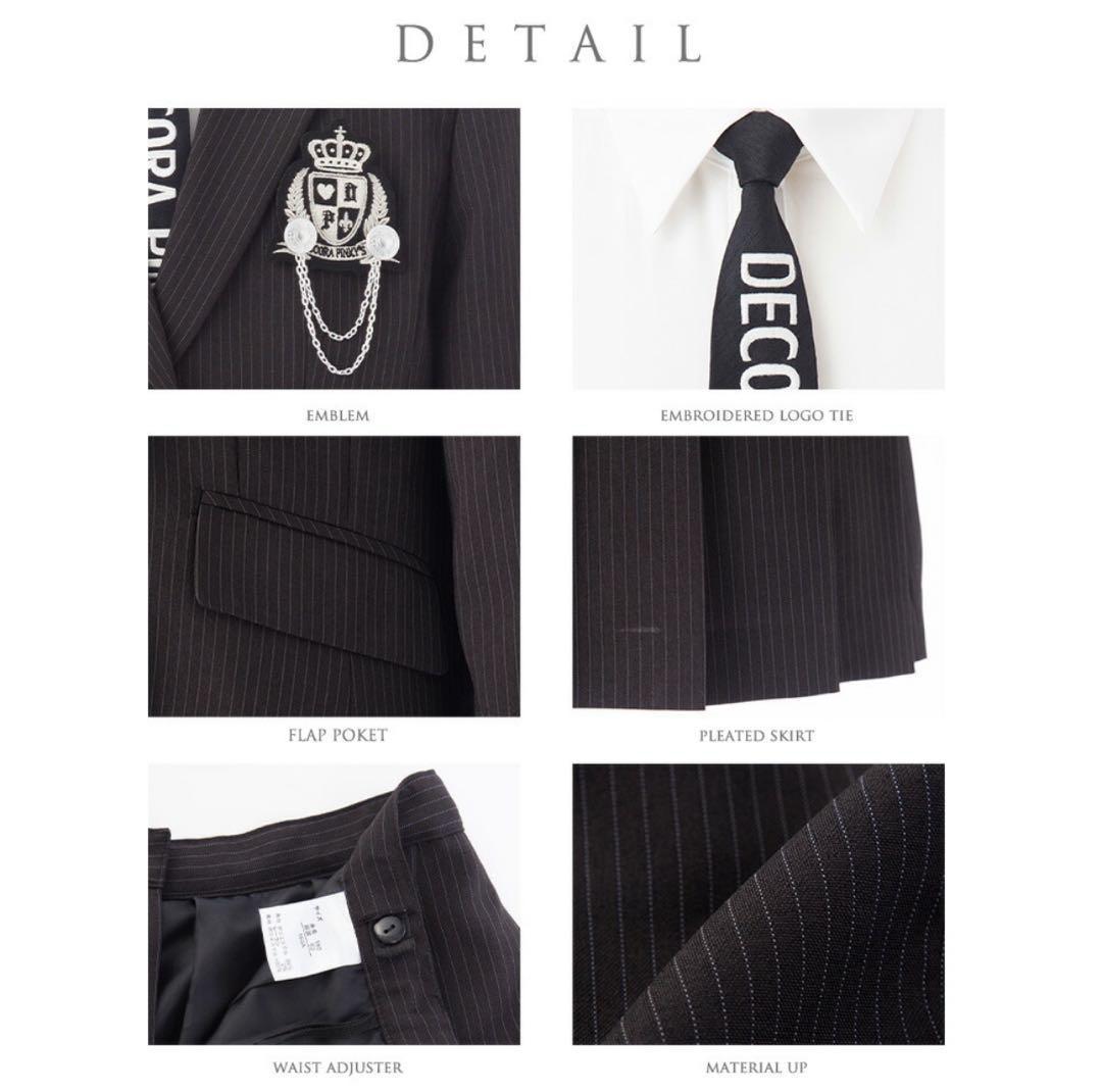 極美品♡デコラピンキーズ　卒服　170B 　女の子　黒 ストライプ　５点セット